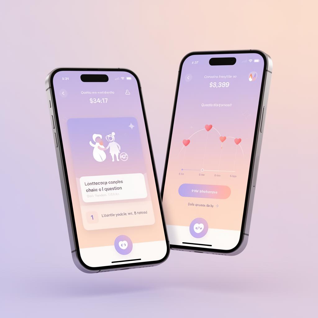 Better Together marriage prep app shown on two iPhones — compatibility quiz and couple timeline screens